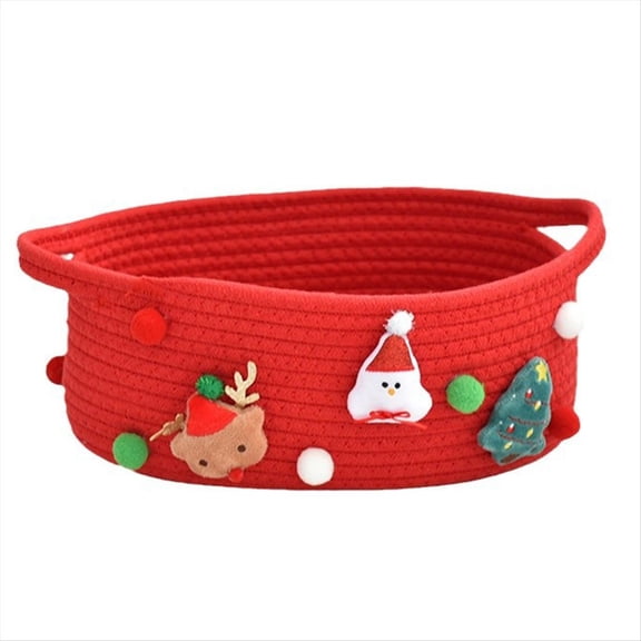 Gift Baskets Small Cotton Rope Baskets Storage Toy Snack Baskets with Handles Red,1 * Wicked basket,Red