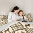 thumbnail image 4 of Manfei Wildlife Bear Grid Full Size Comforter Sets,Brown Check Pine Bedding Comforter Set,Light Gray Reversible,3pcs,1 Comforter and 2 Pillowcases, 4 of 7