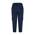 thumbnail image 3 of Women's 2026 Capri Joggers High Waist Stretch Lightweight Casual Daily Cropped Trousers with Pockets Navy M, 3 of 5