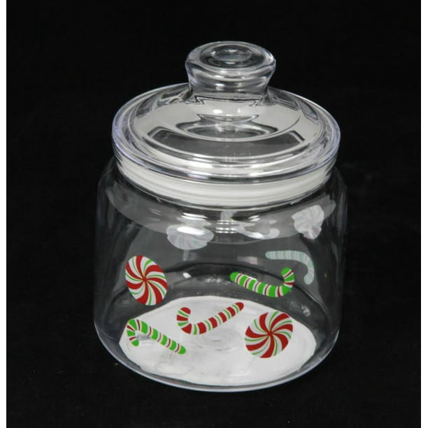 Christmas Sweets Candy Jar Holiday 4&quot; Storage Container, Transparent