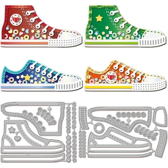 Sports Shoes Shaker Cutting Dies for Card Making Sneakers Shaker Cut Die for DIY Scrapbooking Journal Embossing Paper Craft Decor
