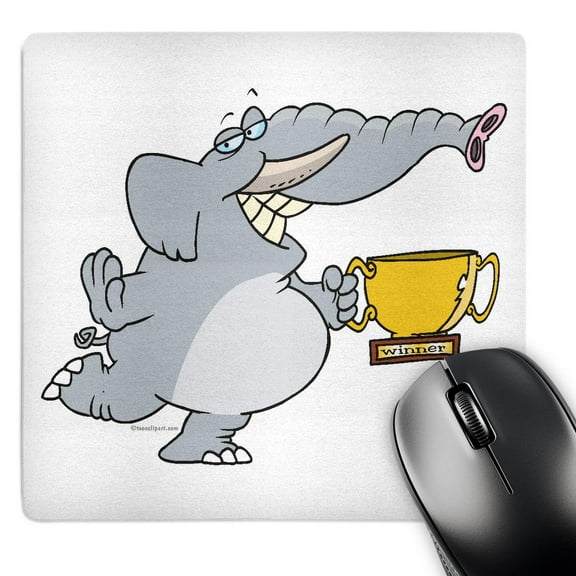 3dRose, Elephant with Winner Trophy, MousePad