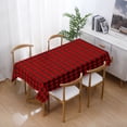 thumbnail image 2 of Christmas Plaid Tablecloth Rectangle - Red Buffalo Plaid Linen Cotton Gingham Tablecloth Xmas Table Cloths, Winter Farmhouse Table Decorations for Dining/Parties/Holiday, 55 x 55 Inch, 2 of 7