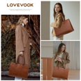 thumbnail image 2 of Bolso tote para portátil LOVEVOOK 17.3" estilo vintage en cuero marrón oscuro, 2 of 8