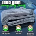 thumbnail image 2 of Microfiber Car Drying Towel 1300 GSM Double Twisted Loop – Premium Extra Large Auto Wash Towel for Cars Trucks SUV - Super Absorbent Detailing Cleaning Cloth XL 40x24 1-Pack (Gray), 2 of 7