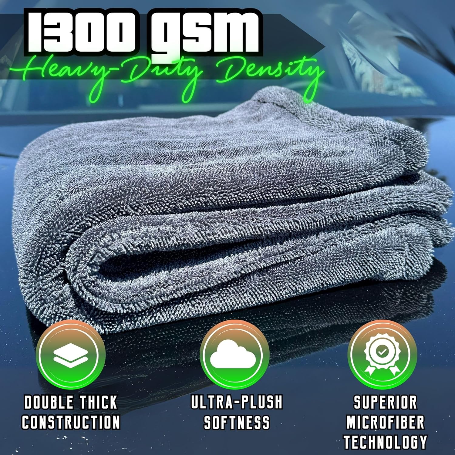 WEST BROS Microfiber Car Drying Towel 40x24 Gray photo 2