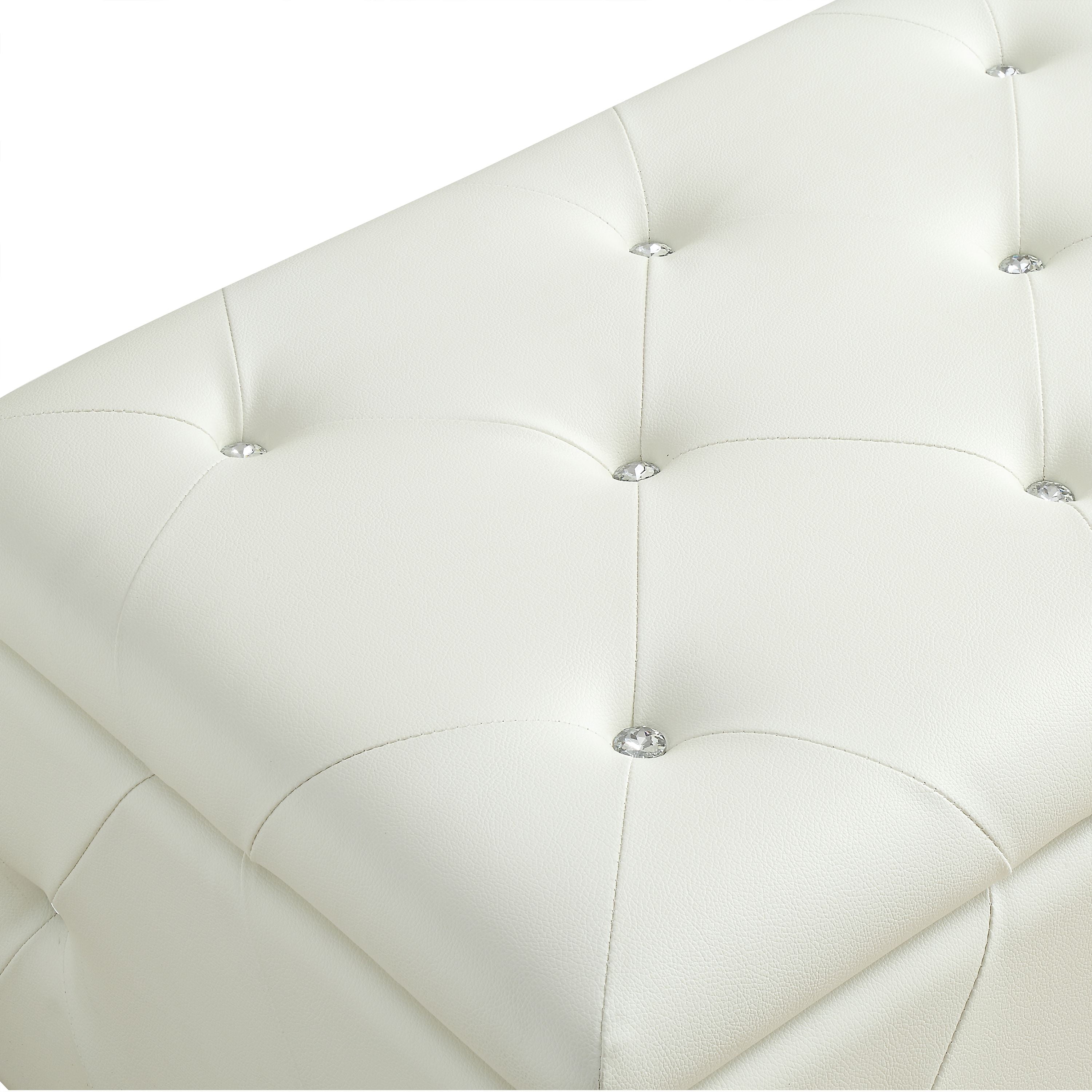 AC Pacific White Crystal Tufted Storage Bench