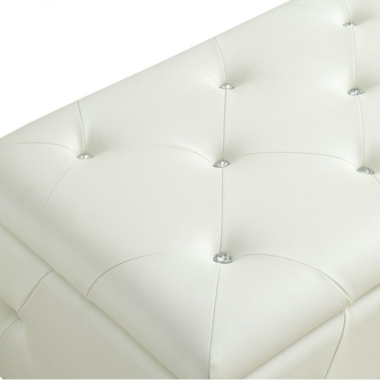Ac pacific white crystal cheap tufted storage bench