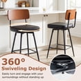 thumbnail image 5 of Costway 27” Padded Counter Barstools Set of 4 with Wooden Backrest & Metal Legs, Footrest Black, 5 of 8
