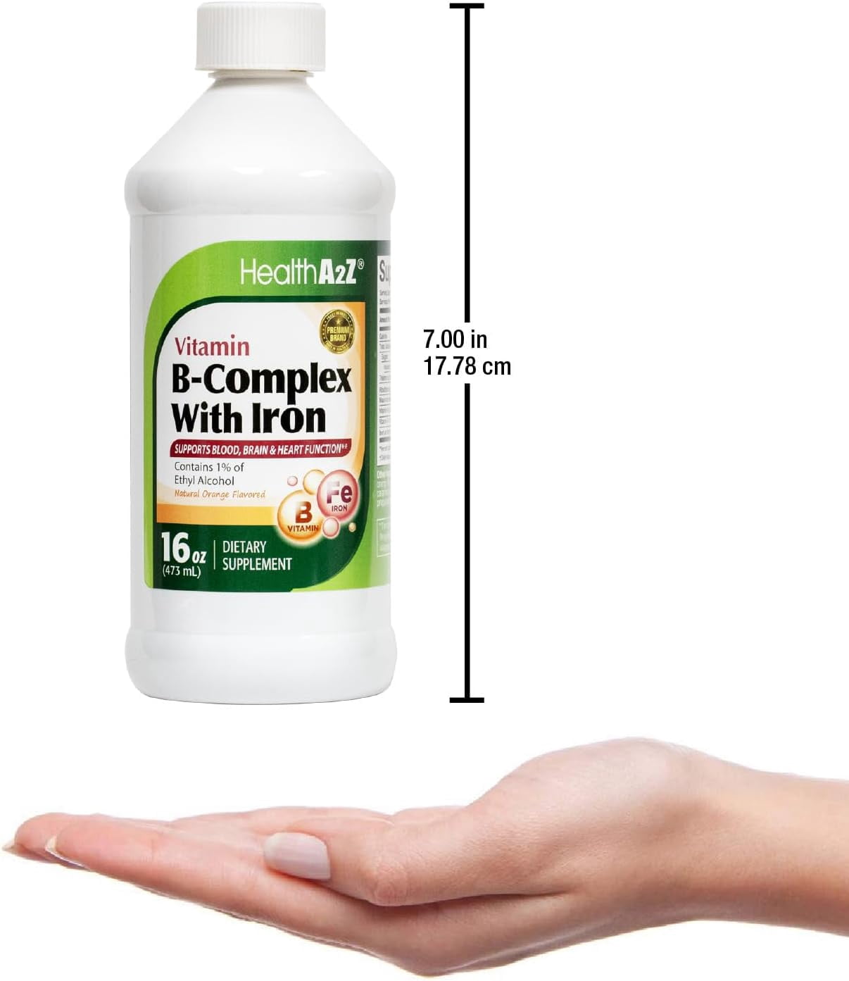 (3 pack) HealthA2Z Vitamin B12, Liquid Vitamin B Complex with Iron for Energy and Healthy Nerve Function, 16 oz