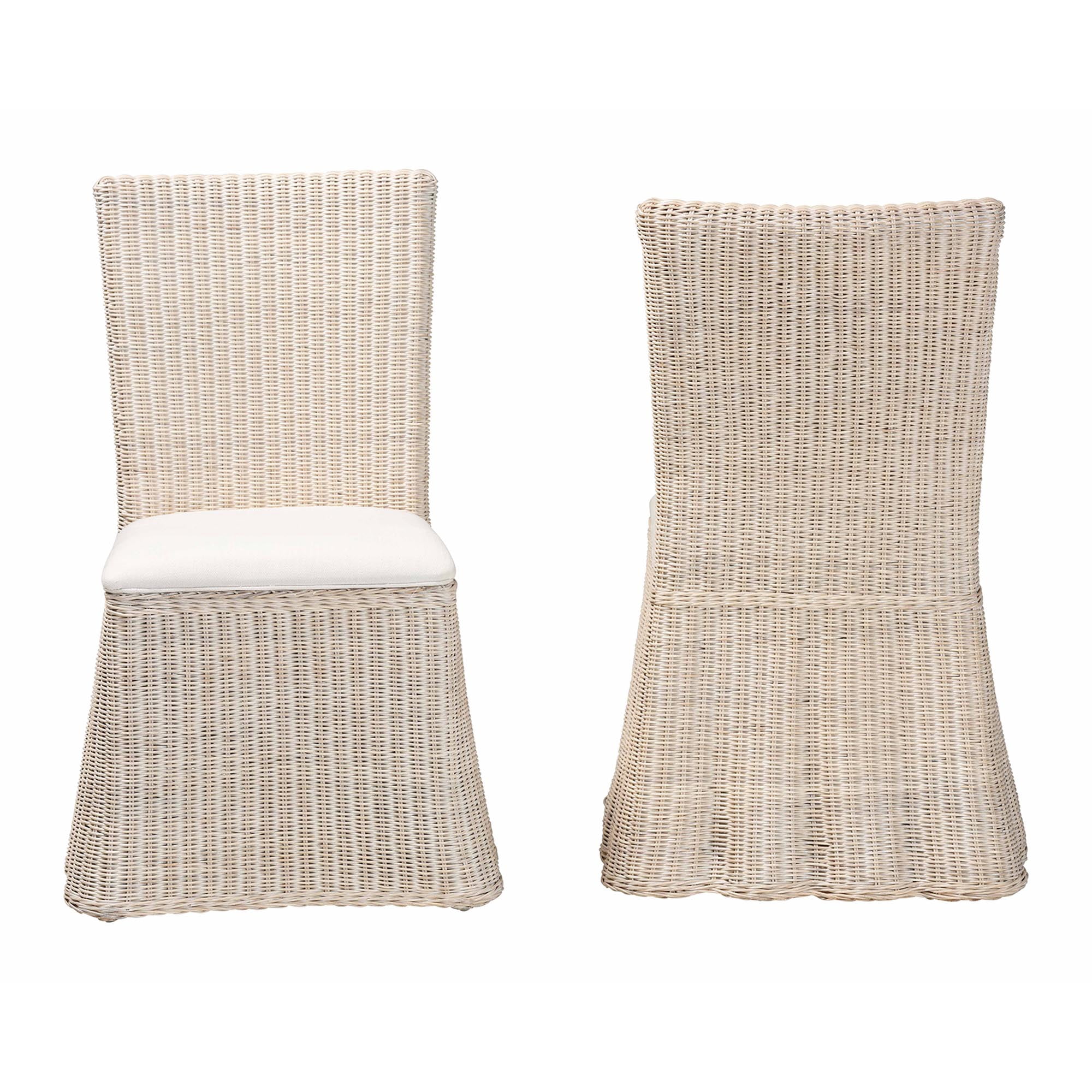 bali & pari Sara Boho Dining Chair, 2-Piece, White Wash
