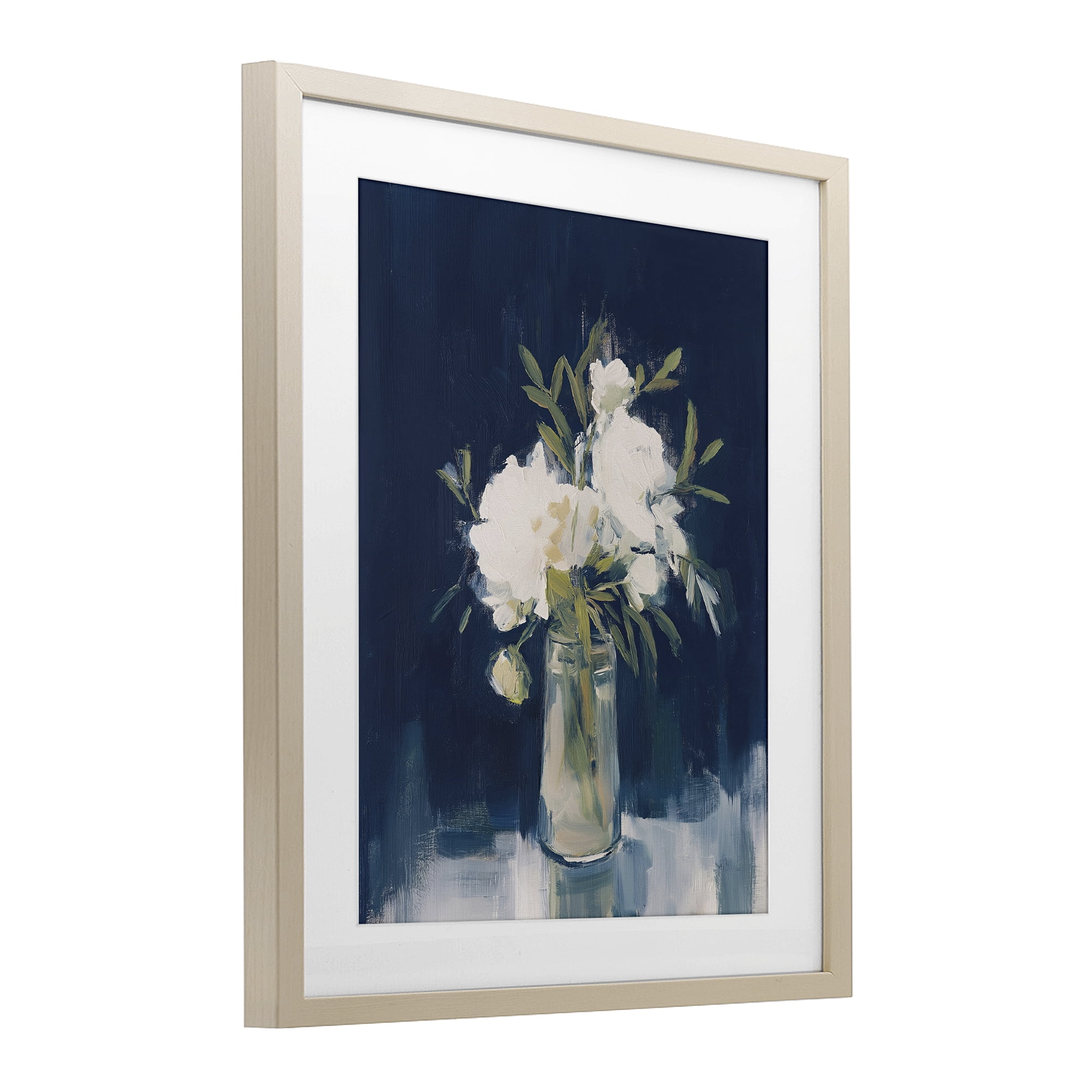 Stupell Industries Peonies On Blue Mirage Birch Framed Print Under Glass, design by Svetlana Aleynikova