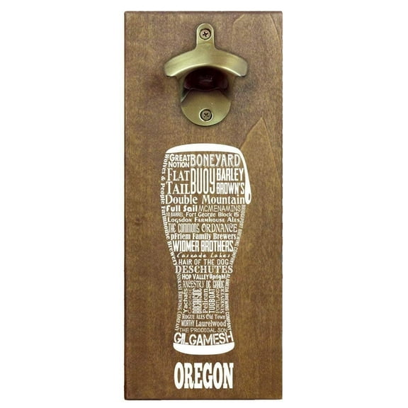 Torched Oregon Beer Bottle Opener Magnetic Cap Catcher 12"x5"x2.5"