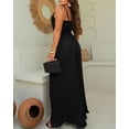 thumbnail image 4 of CHICME Jumpsuits for Women V Neck Spaghetti Strap Wide Leg Pleated Pants Summer Cami Overalls Black-S, 4 of 8