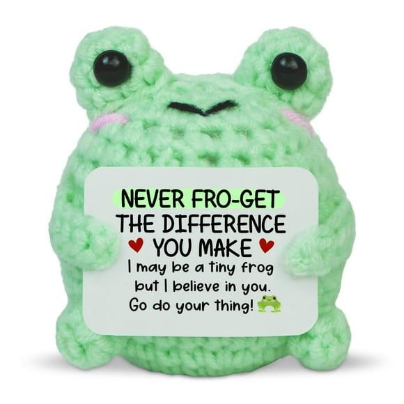 Muñeca de ganchillo hecha a mano OASSIE Thank You Gift Frog con mensaje