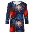 thumbnail image 5 of Womens Independence Day Patriotic T-Shirts Round Neck Tee 3/4 Sleeve Tops American Flag Graphic T Shirts 4Th of July Summer Tee Shirts Retro Dressy Blouses Workout Beach Costume 2026 Fashion, 5 of 5
