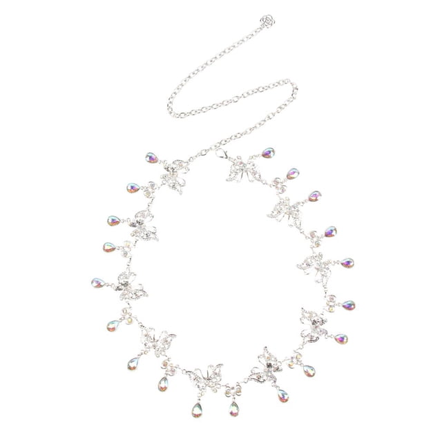 Cinturón de cadena con diamantes de imitación para vestir, joyería para mujer Mariposa