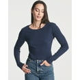 thumbnail image 2 of Real Essentials 4-Pack: Women's Long Sleeve Ribbed Knit Cotton Crew Neck Crop Top Shirt - (Available in Plus), 2 of 6