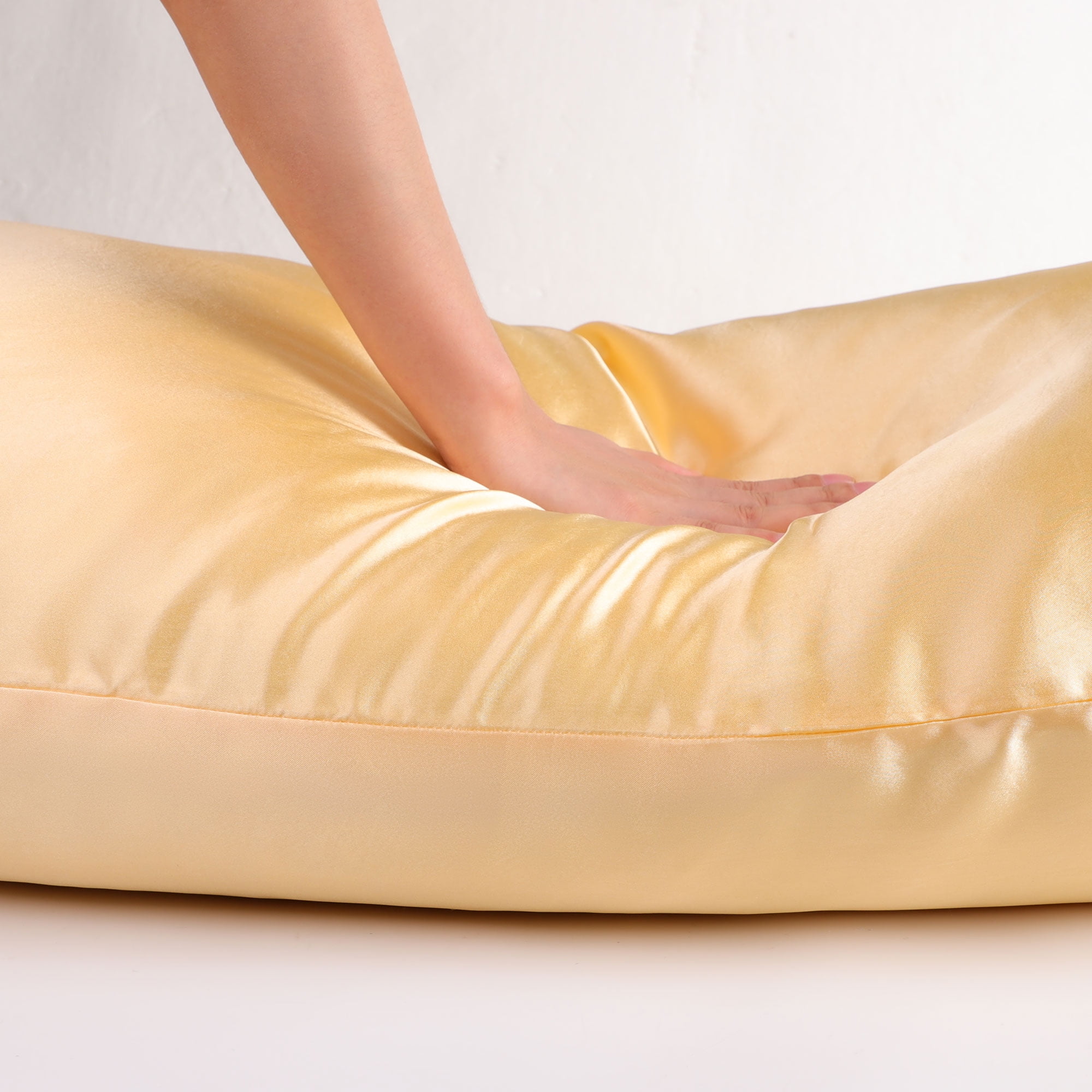 Unique Bargains Zipper Closure 1 PC Satin Body Pillowcases Gold 20"x60"