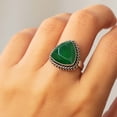 thumbnail image 2 of Natural Green Onyx Gemstone Oxidized Silver Ring – 925 Sterling Silver Ring Handmade Triangle Cut Green Stone Vintage Jewelry for Women, 2 of 6