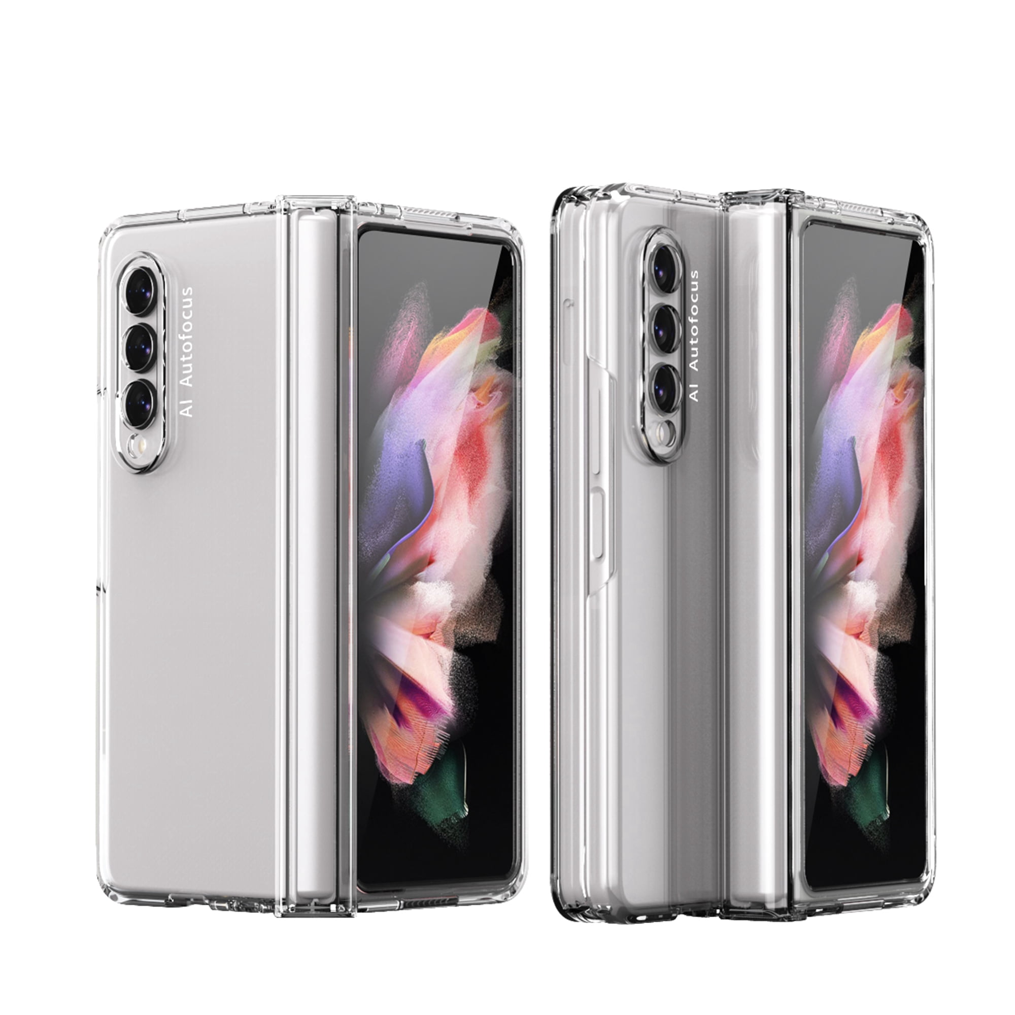 Samsung Galaxy Z Fold 3 5G Case with Tempered Glass Screen Protector, Dteck Ultra Thin Full Protection Cover Hard PC Anti-Scratch Shockproof Protective Phone Case for Samsung Galaxy Z Fold 3, Clear