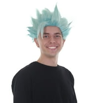 Men's 10 Inch Spiked Halloween Cosplay Wig, Light Blue Anime Costumes, Flame-retardant Synthetic Fiber