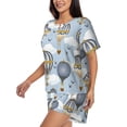 thumbnail image 2 of Picia Balloon Vintage Pajamas Sets for Women Soft Short-Sleeved Pjs with Lounge Shorts Two Piece Sleepwear-Medium, 2 of 9
