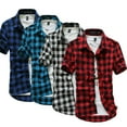 thumbnail image 2 of Chemise d'Été Décontractée pour Hommes à Manches Courtes à Carreaux M-3TG, 2 of 6