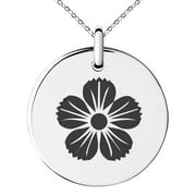 Stainless Steel Saito I Samurai Crest Engraved Small Medallion Circle Charm Pendant Necklace