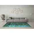 thumbnail image 3 of Ahgly Company Indoor Square Oriental Light Blue Industrial Area Rugs, 4' Square, 3 of 4