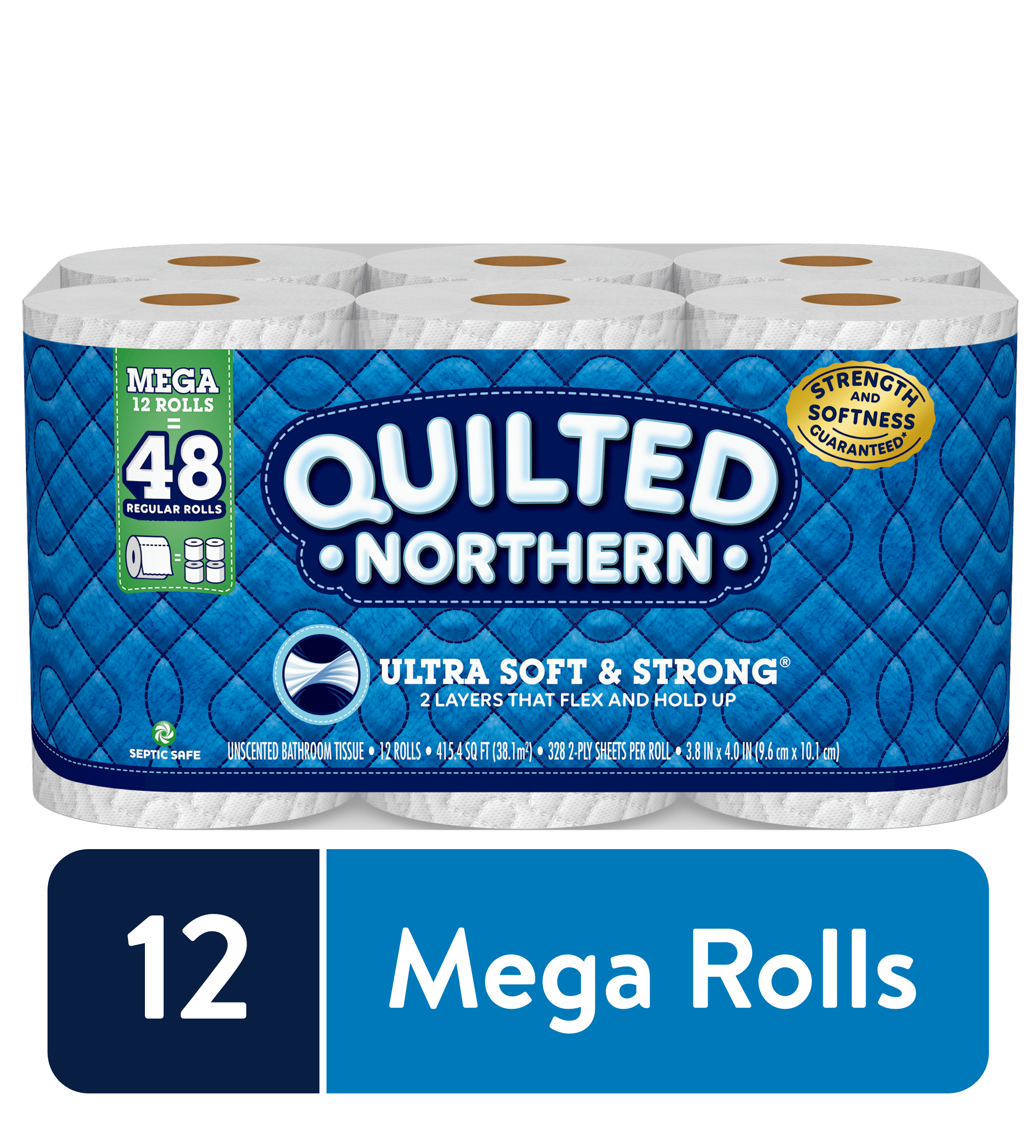 12 Mega Rolls Details about   Great Value Ultra Strong Toilet Paper, 2-Ply 286 Sheeets Per Rol 