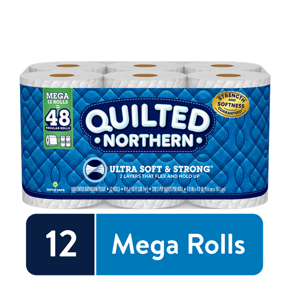 Quilted Northern Ultra Soft & Strong Toilet Paper, 12 Mega Rolls (= 48 Regular Rolls)