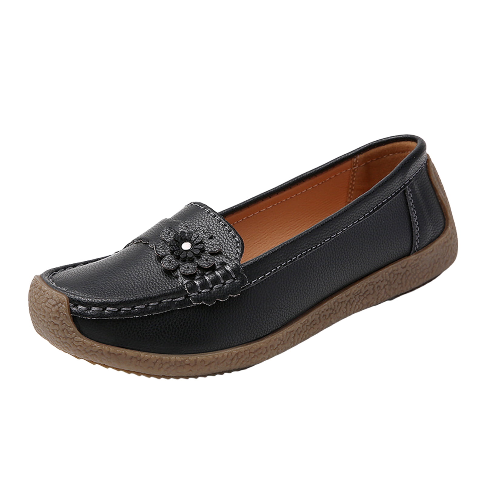 Women's Leather Penny Loafers Driving Moccasins Casual Slip on Flats Shoes Nurse Work Walking Loafer Shoes