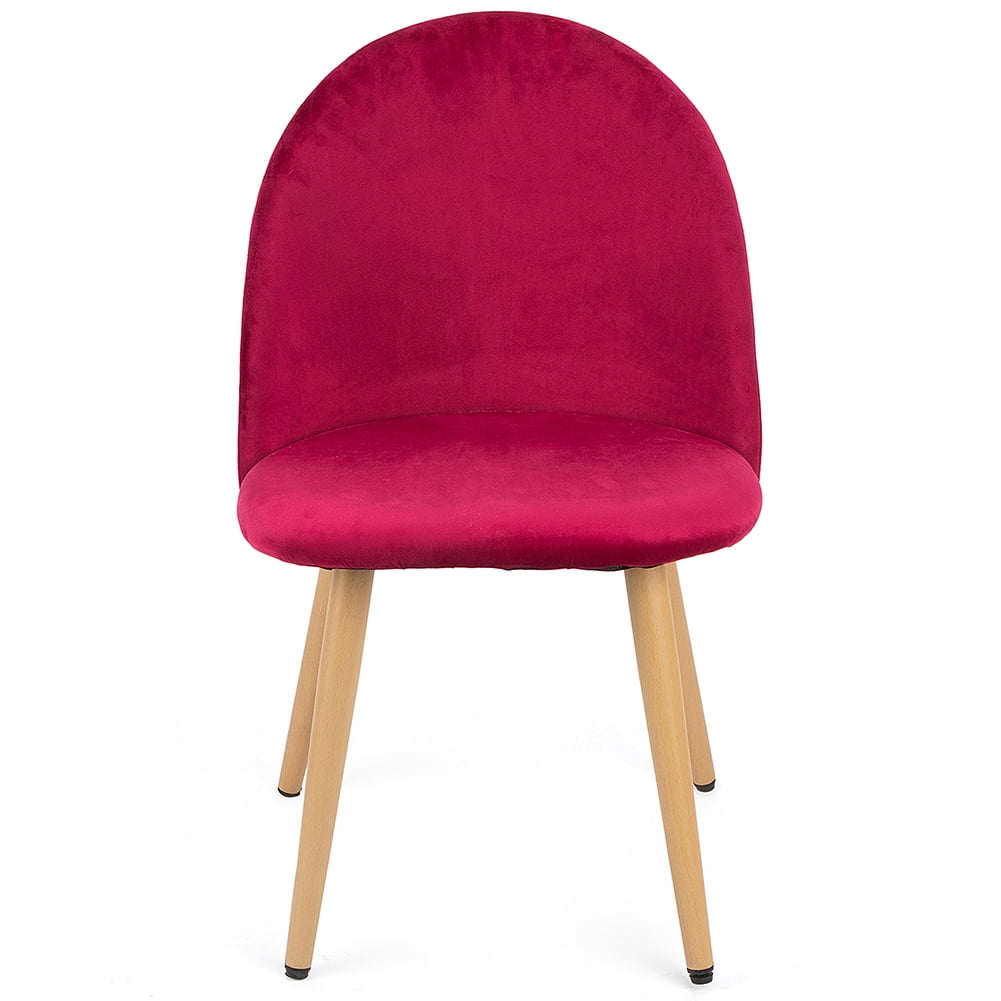 Kepooman 2Pcs Medieval Dining Chair, Chair for Kitchen, Makeup Chair with Soft Velvet Seat and Wooden Style Stool Legs, Accent Side Chair for Living Room, Red