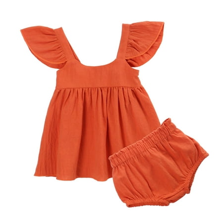 

Meihuid Baby Girl Floral Ruffle Halter Sleeveless Dress Top Elastic Waist Triangle Shorts