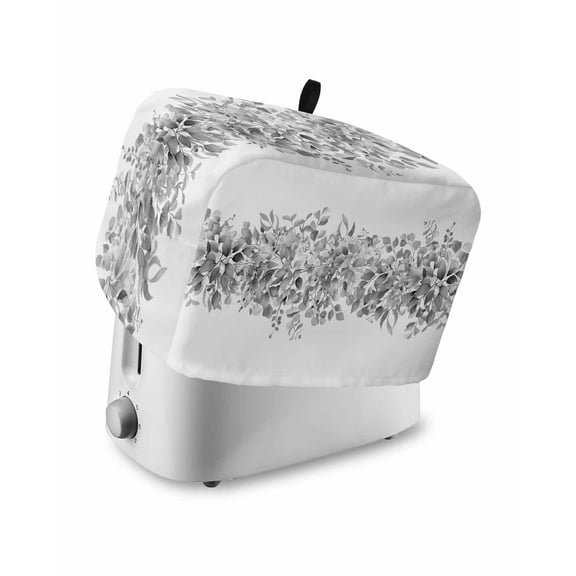 Fsddascl Black Grey Eucalyptus Leaves Toaster Cover 2 Slice, Small Kitchen Appliance Covers, Spring Summer Botanical Floral Toaster Oven Cover with Loop, Bread Machine Cover Dust Cover Protection