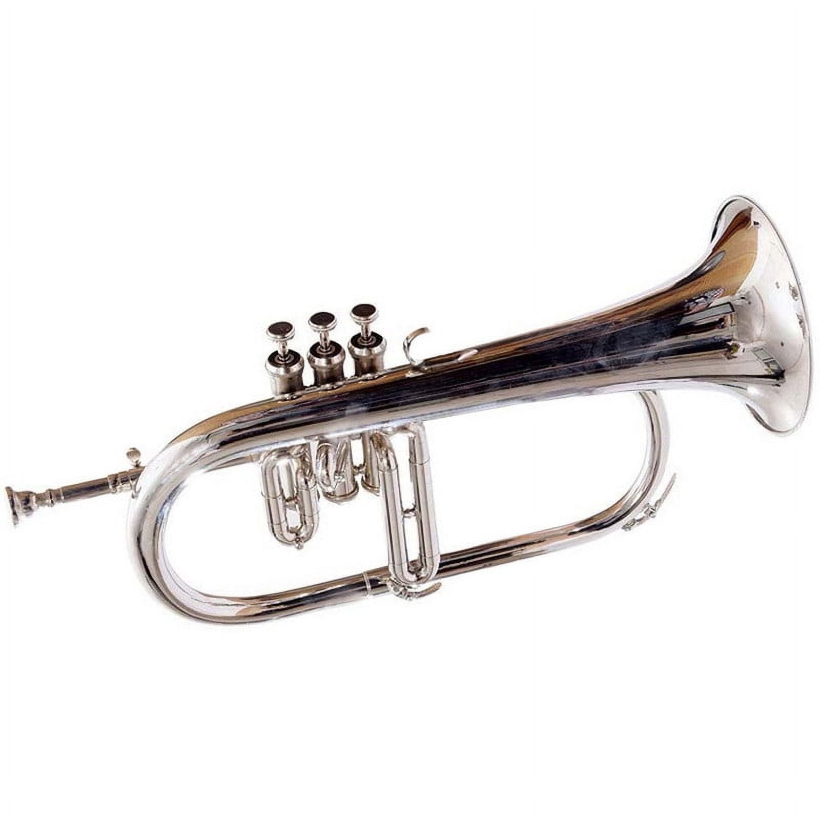SHREYAS Brand New Flugel Horn Nickel Plated Bb Flat 3 Valve Free Hard Case & Mouthpiece Scx725