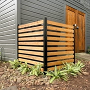 Enclo Charleston Outdoor No Dig Wood Slat Privacy Screen Enclosure for Garbage Bins and Air Conditioners (42in H x 38in W - 2 Panels)