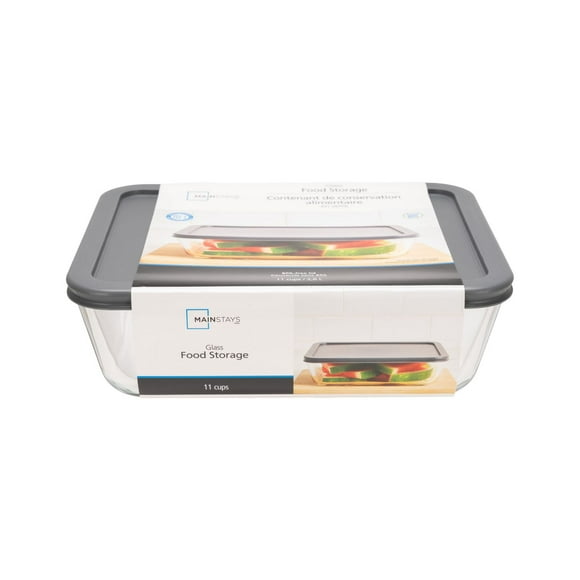 MAINSTAYS Rectangular glass food storage with PE Lid, MS GLASS 2600ML