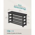 thumbnail image 6 of SONGMICS Shoe Rack Bench, 3 Tier Bamboo Shoe Storage Organizer, Entryway Bench, for Living Room, Bathroom, Bedroom, 11.3 x 35.2 x 20.5 Inches, Ink Black, 6 of 7
