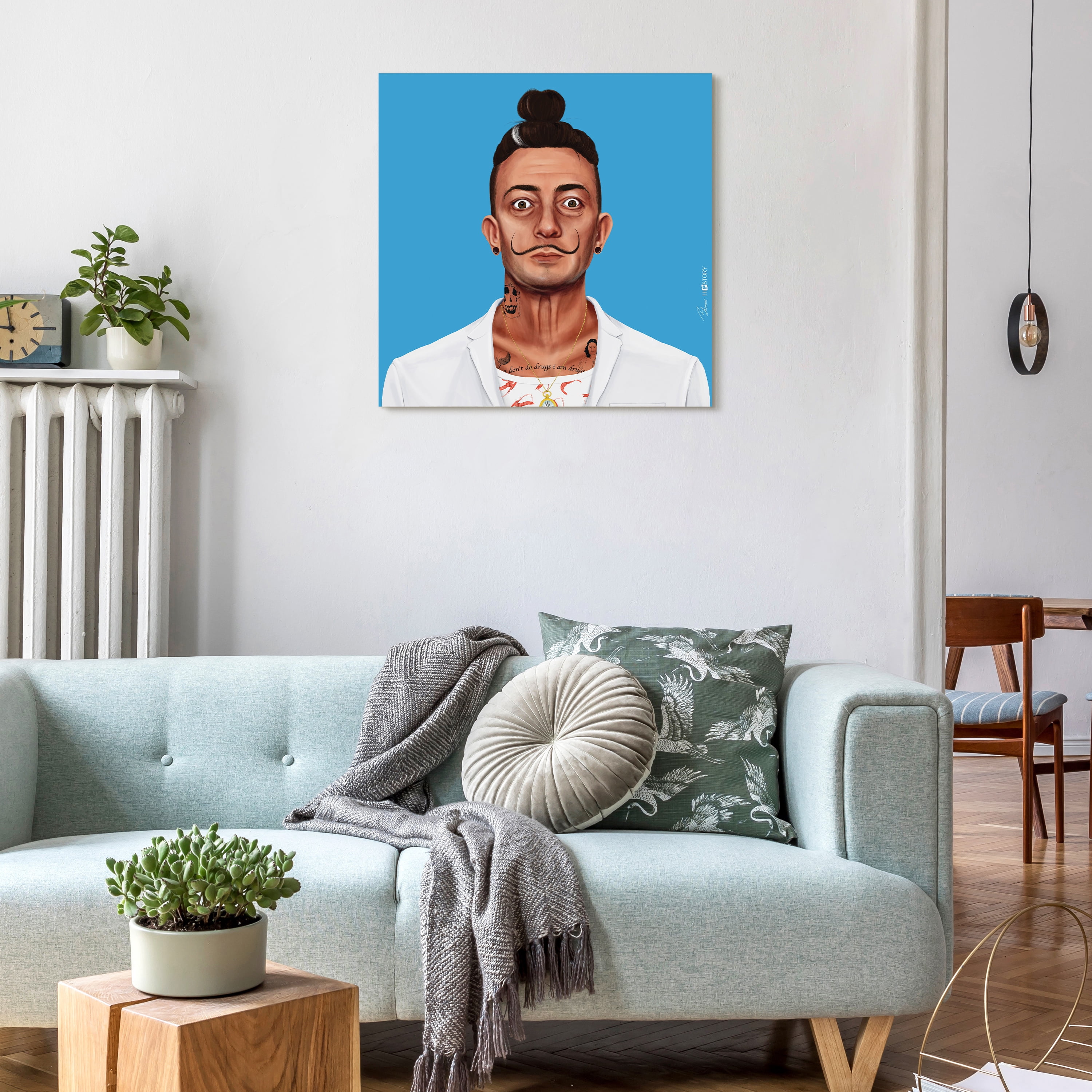 "Hip Salvador Dali" Frameless Free Floating Reverse Printed Tempered Art Glass Wall Art