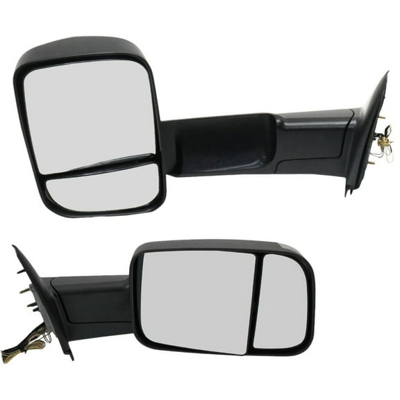 DAMAIJOY 2pcs Left & Right Side Paintable Manual Exterior Door Rear View Mirror Towing Mirror for Dodge for Ram 1500 2002-2008 for Ram 2500/3500 2002-2009 Without Auto-Dimming Non-Heated