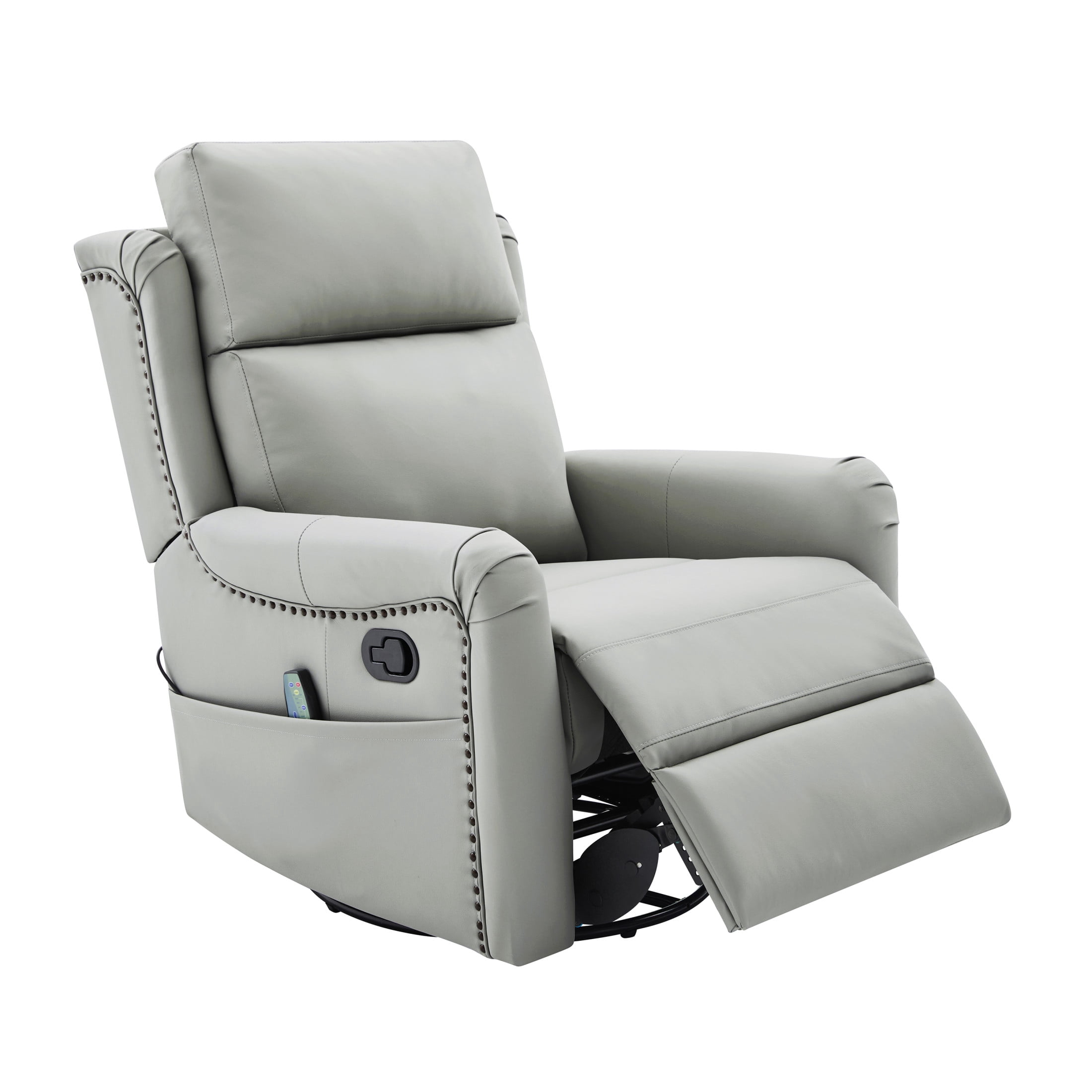 Christopher Knight Home Manual Swivel Rocking Massage Recliner Chair with Heating, Gray