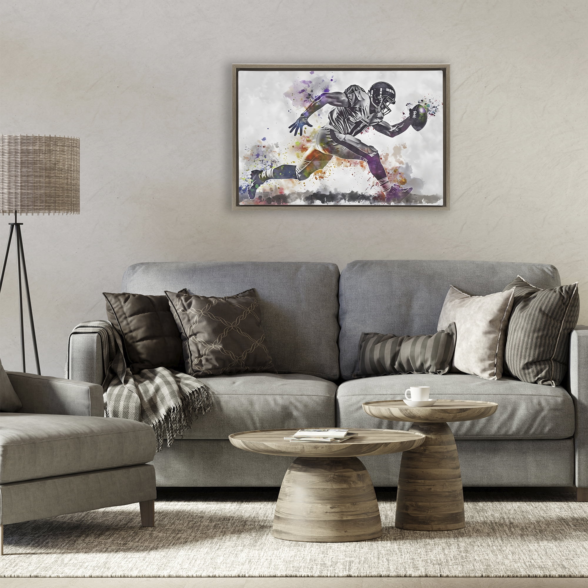 Stupell Industries Endurance Football Sprint Brown Framed Floater Canvas Wall Art, design by Creative Studio