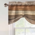 thumbnail image 4 of Farmhouse Beige Brown Tie Up Valance Curtains for Windows, Kitchen Curtains Window Treatments, Vintage Wooden Striped Short Window Shades Valances for Bedroom Bathroom Cafe 54"x18", 4 of 8