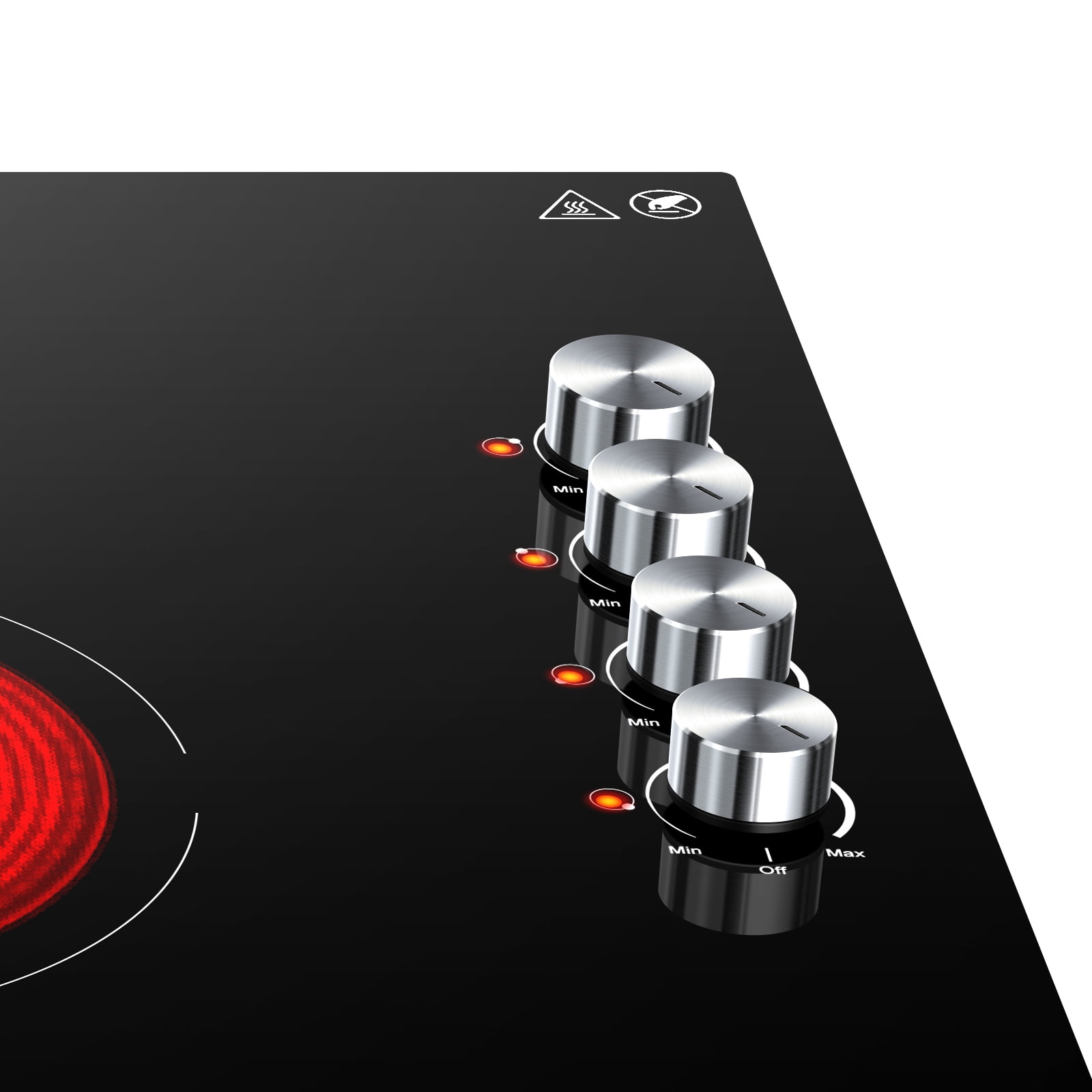 Sunmaki 30 Inch Coil Burner Electric Cooktops with 4 Burners 7000W Built-in Radiant Electric Stove Top with Knob Control, 220-240V