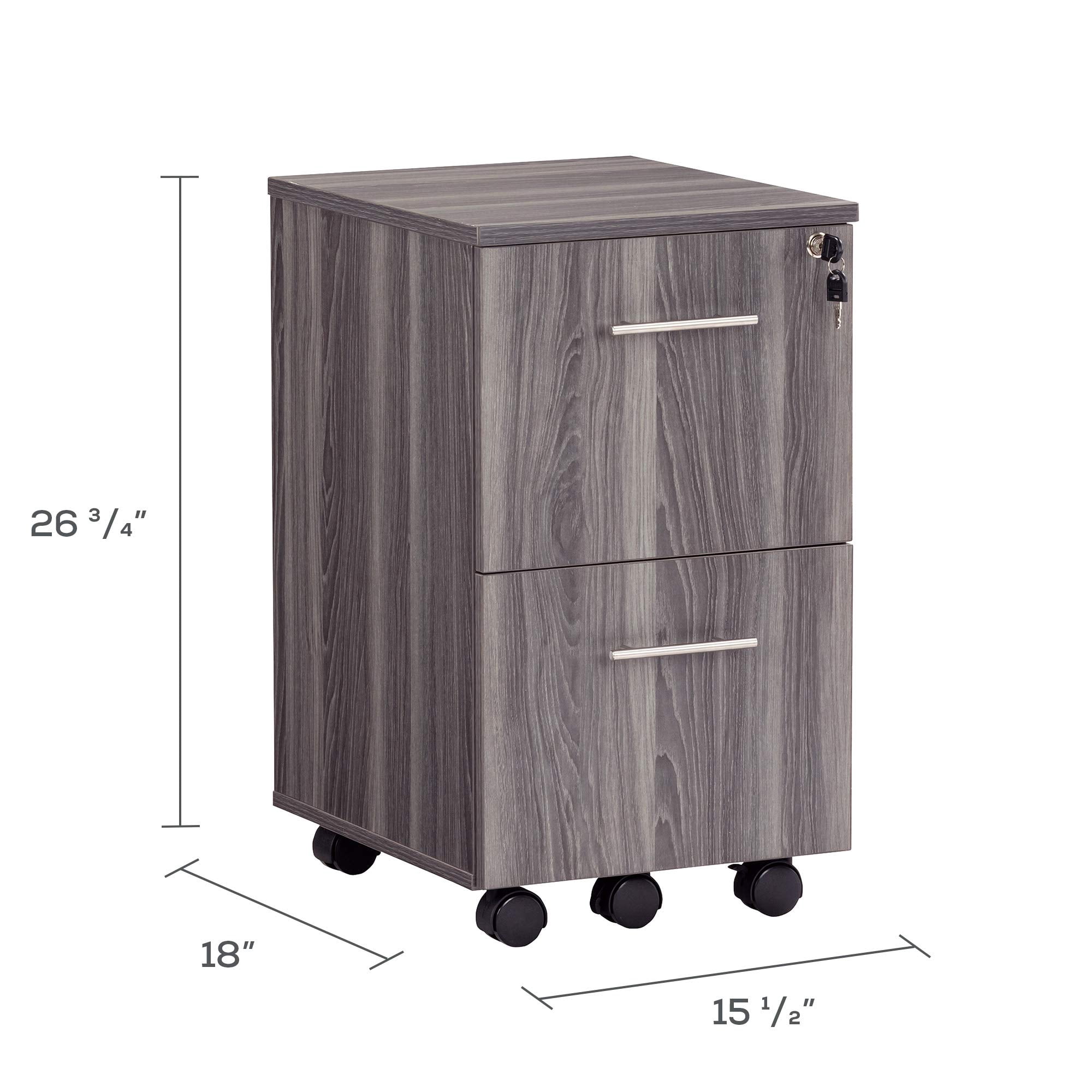 Scranton &amp; Co File Cabinet with 2 Drawers &amp; 1 Lock, Rolling Mobile and Portable File Cabinet with Wheels for Documents, A4/Letter/Legal(Grey)