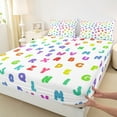 thumbnail image 3 of Manfei Colorful Initial Letter Queen Sheet Sets, Cartoon Monogrammed Flat Sheet, Teen Boy Girl Kid Queen Fitted Sheet, Ultra Soft Home Decor, 4 Pieces, 3 of 7