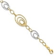 thumbnail image 2 of 14k Two Tone Textured Polished Lobster Claw Closure Gold Fancy Link Bracelet 7 Inch Measures 14mm Wide Jewelry for Women, 2 of 3