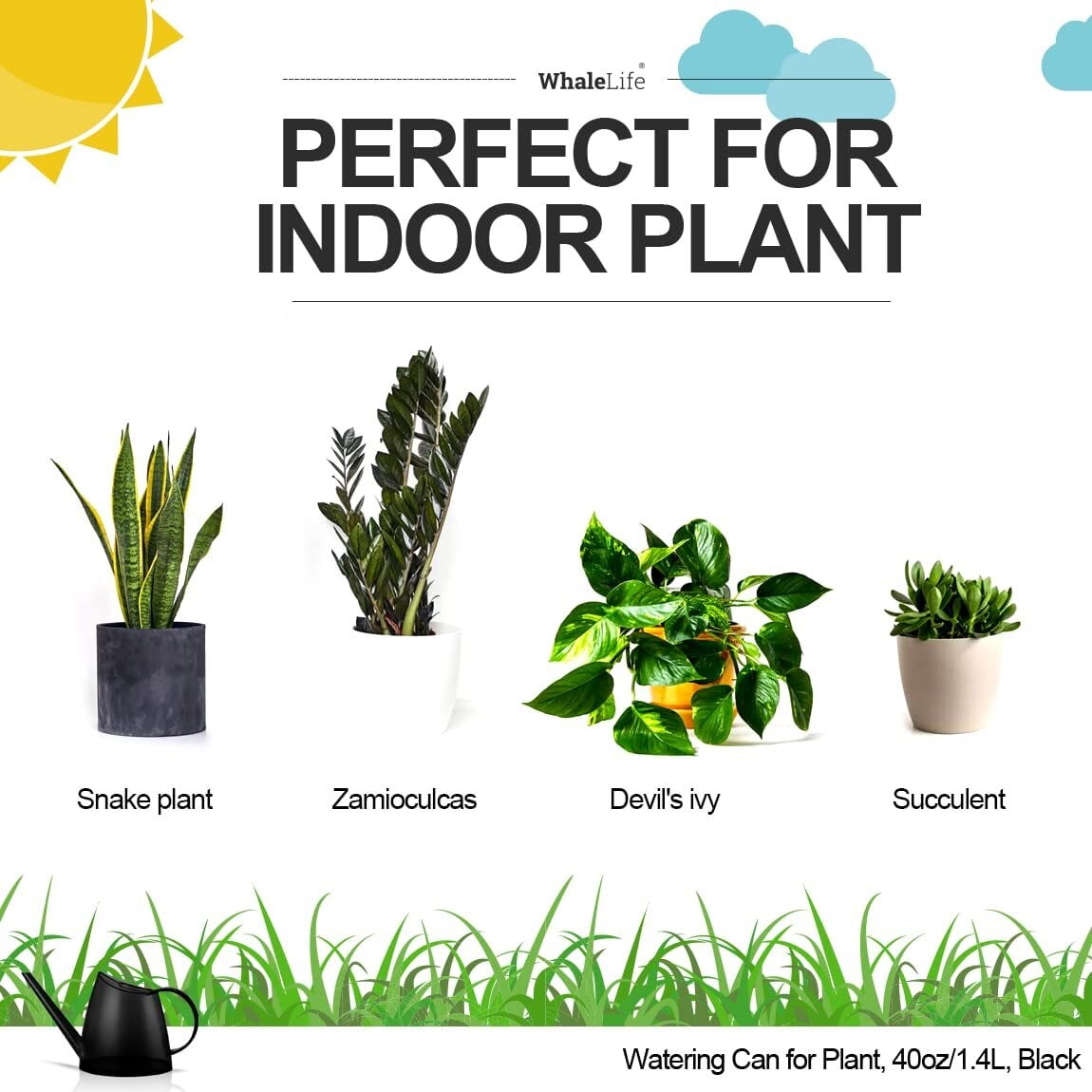 Indoor Watering Can for House Bonsai Plants (1.4L, Green)